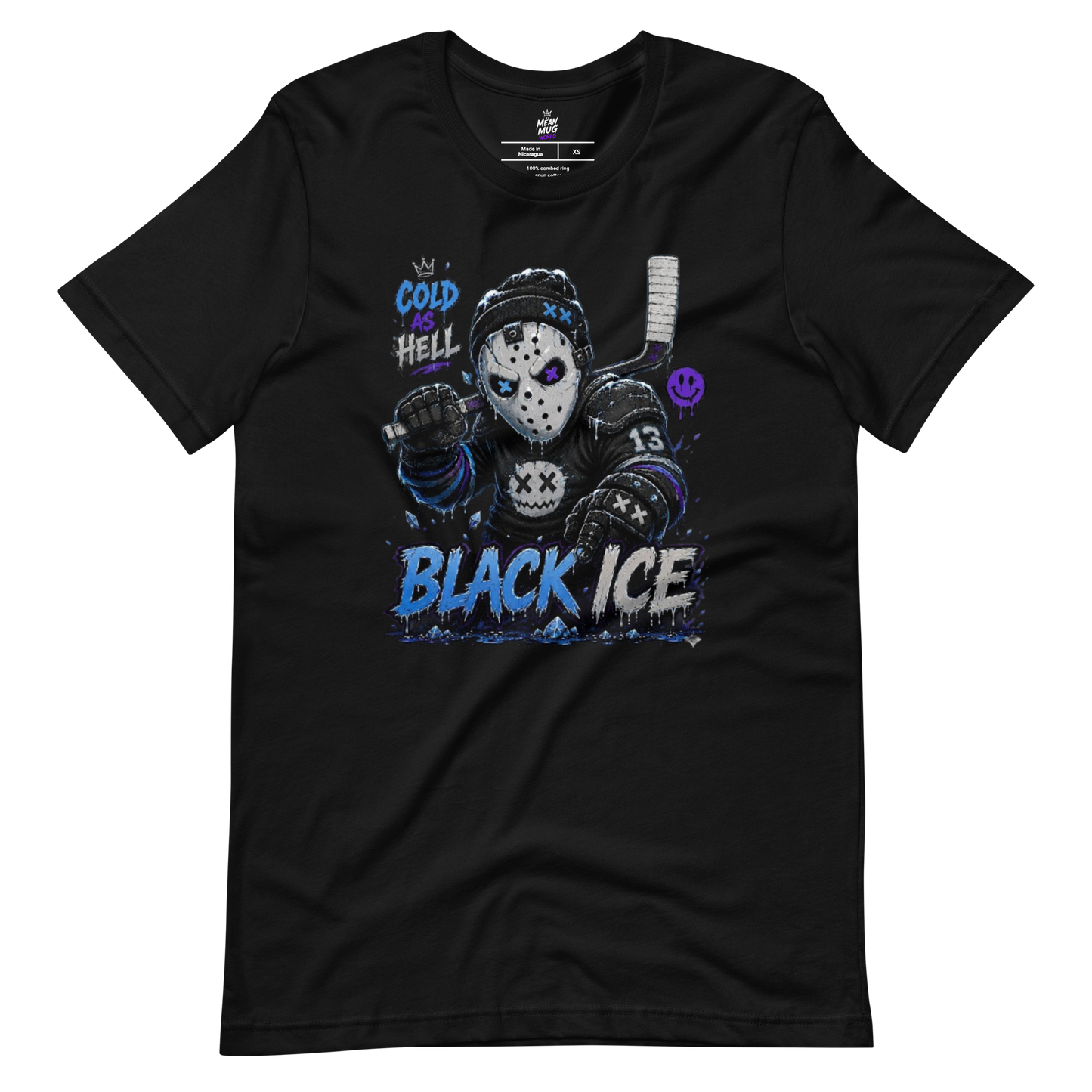 BLACK ICE Hockey Enforcer graphic t-shirt from Frozen Fiends by Mean Mug World