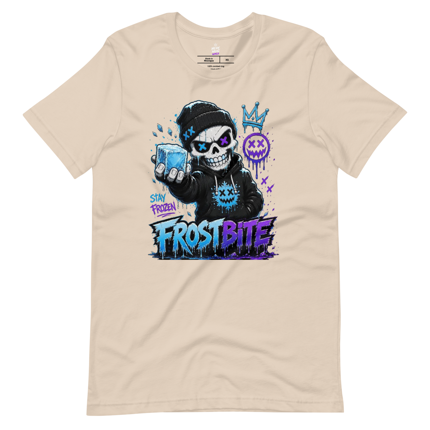 FROSTBITE Ice Skull graphic t-shirt from Frozen Fiends by Mean Mug World