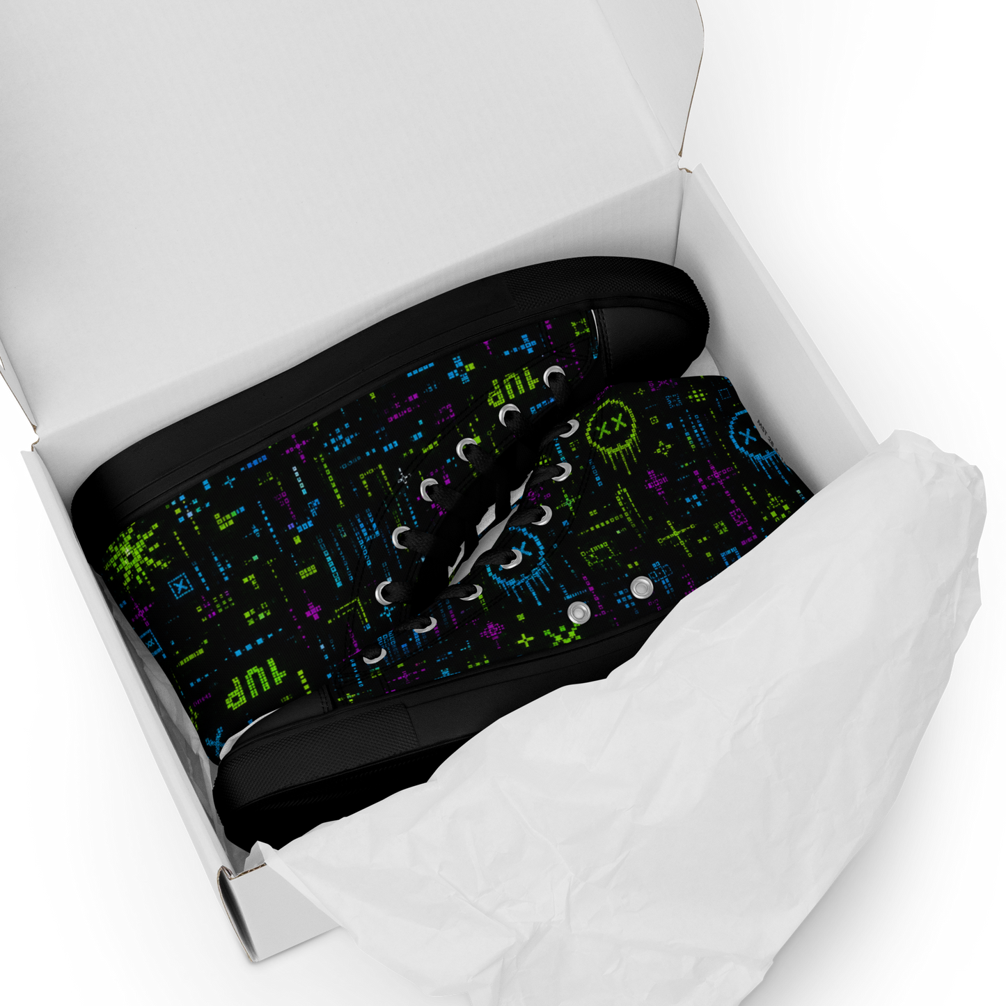 GAMEOVER Pixel Crash High Top Canvas Sneakers