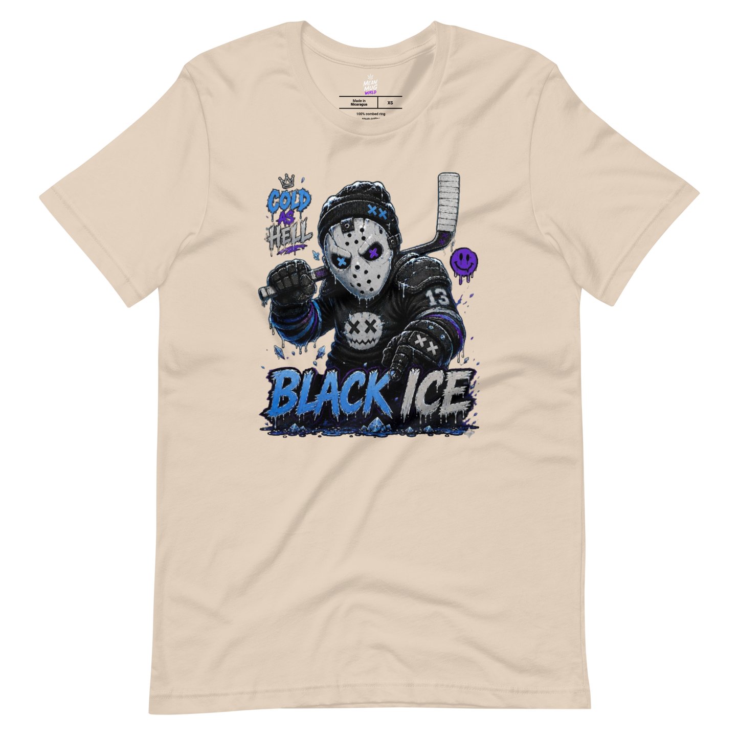 BLACK ICE Hockey Enforcer graphic t-shirt from Frozen Fiends by Mean Mug World