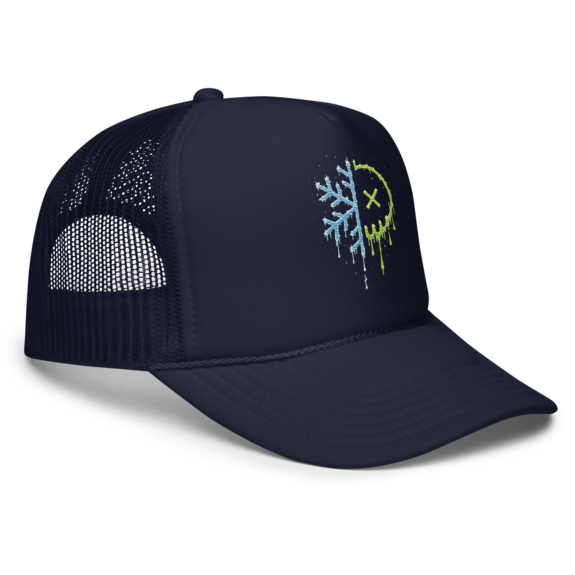 Mean Mug Dual Limited snapback featuring a half Toxic District and half Frozen Fiends embroidered logo
