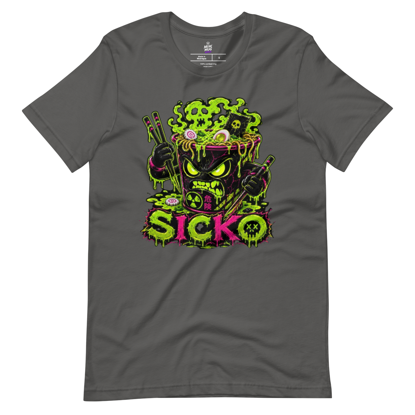 SICKO Radioactive Noodle Cup graphic t-shirt from Toxic District by Mean Mug World