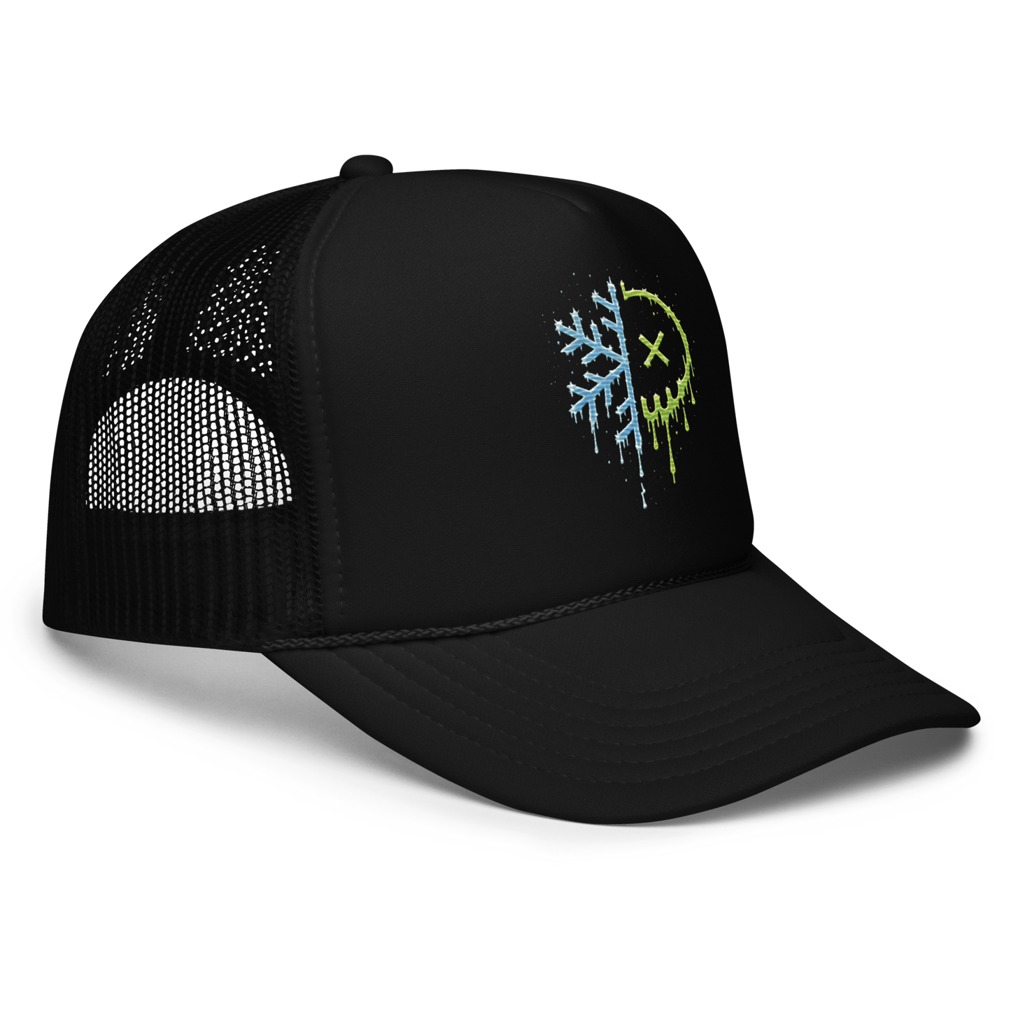 Mean Mug Dual Limited snapback featuring a half Toxic District and half Frozen Fiends embroidered logo