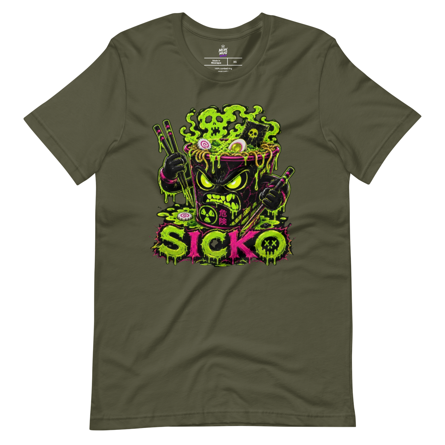 SICKO Radioactive Noodle Cup graphic t-shirt from Toxic District by Mean Mug World