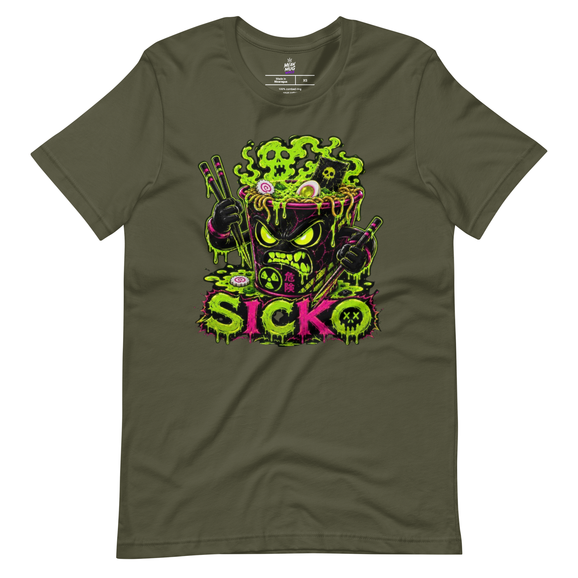 SICKO Radioactive Noodle Cup graphic t-shirt from Toxic District by Mean Mug World