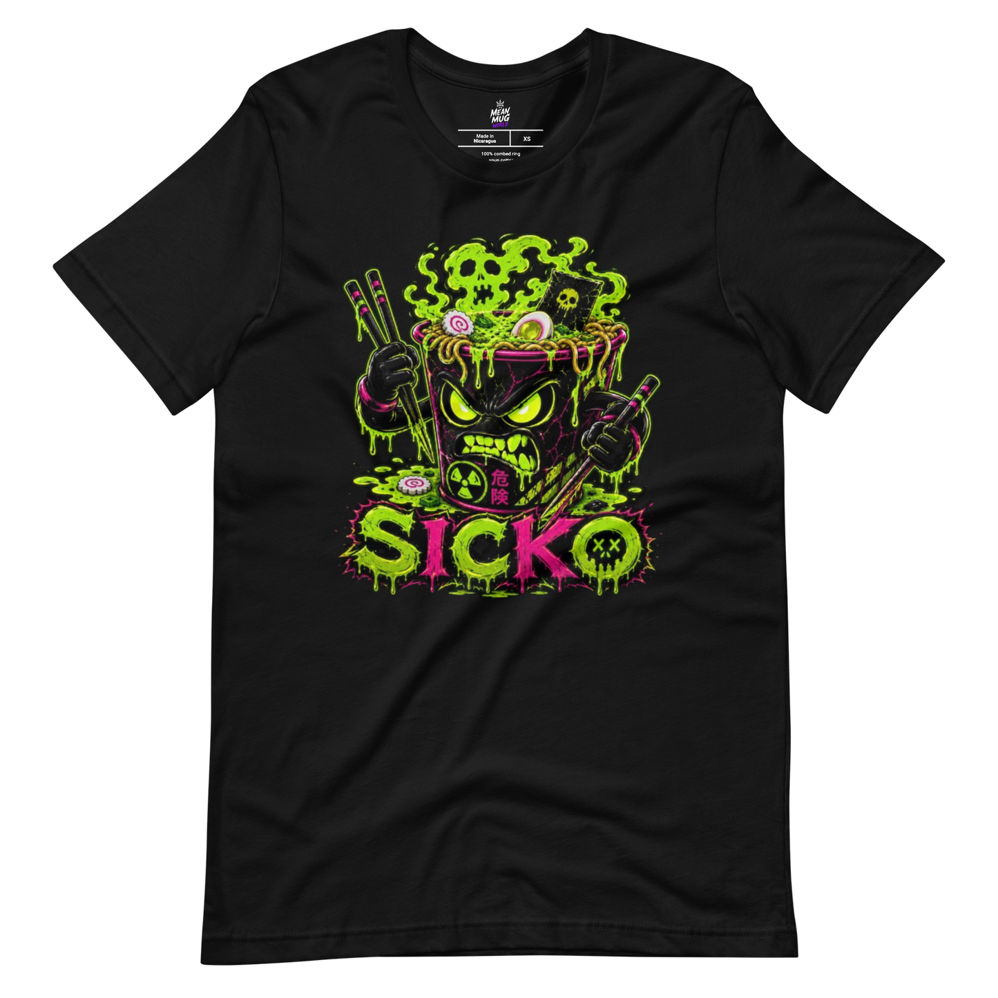 SICKO Radioactive Noodle Cup graphic t-shirt from Toxic District by Mean Mug World