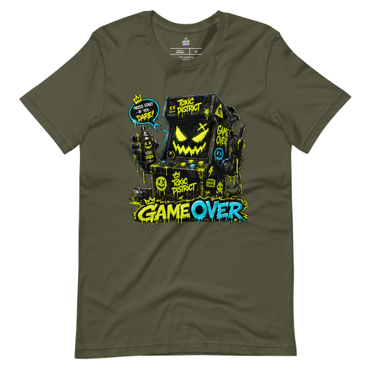 GAME OVER Arcade Cabinet graphic t-shirt from Toxic District by Mean Mug World