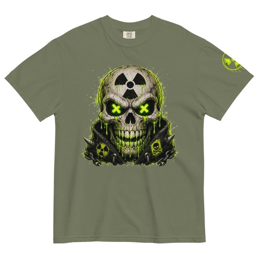 Mean Mug World SKULLZ Radioactive Skull Deluxe Tee featuring original Toxic District character artwork