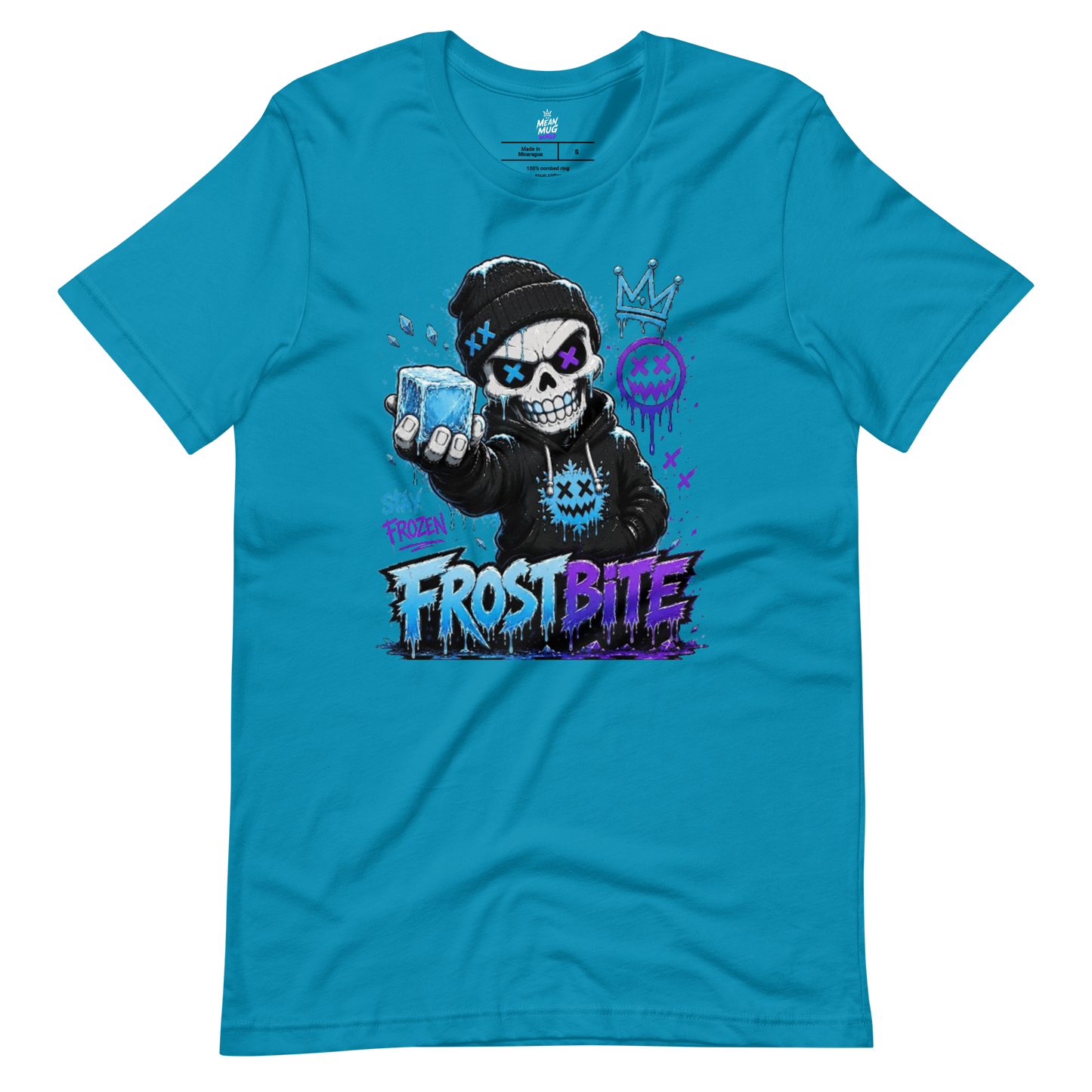 FROSTBITE Ice Skull graphic t-shirt from Frozen Fiends by Mean Mug World