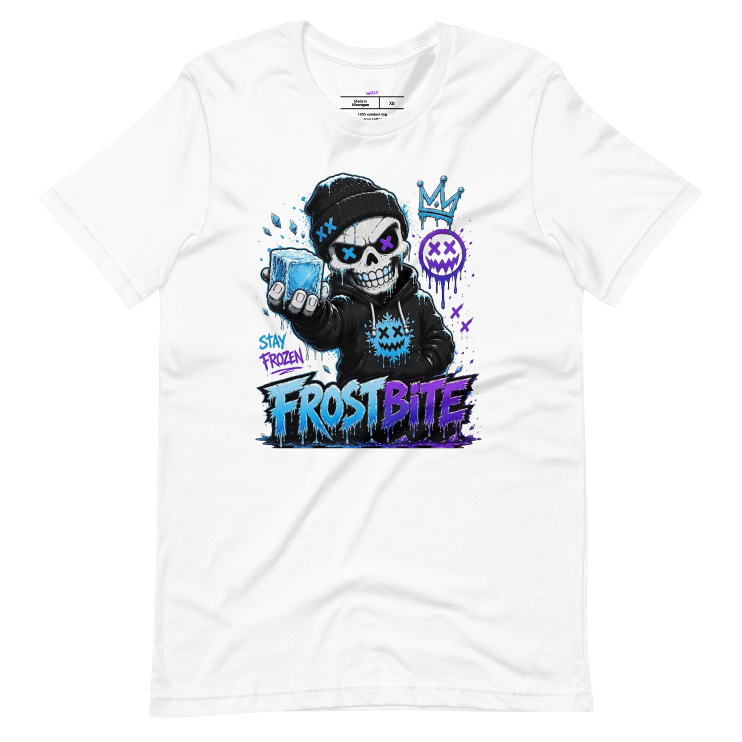 FROSTBITE Ice Skull graphic t-shirt from Frozen Fiends by Mean Mug World