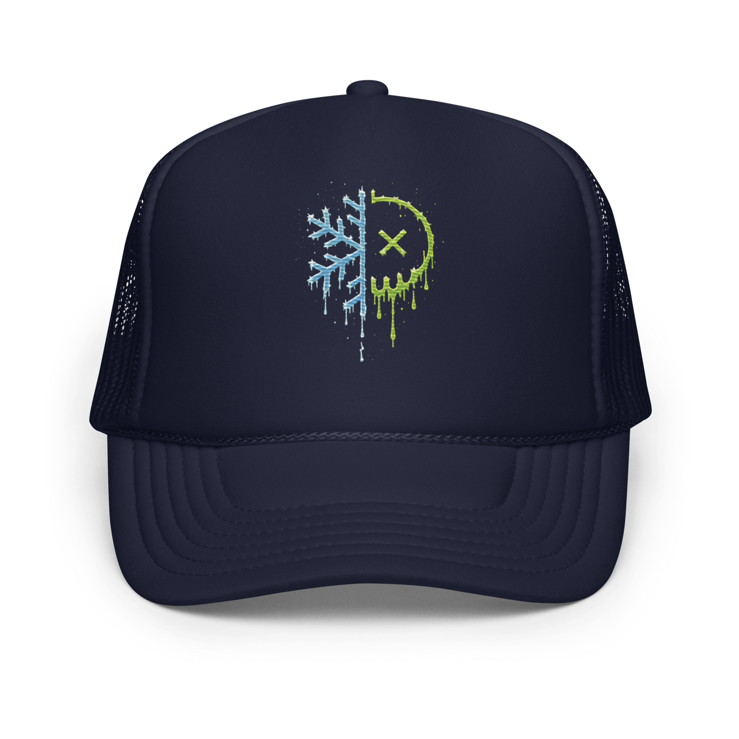 Mean Mug Dual Limited snapback featuring a half Toxic District and half Frozen Fiends embroidered logo
