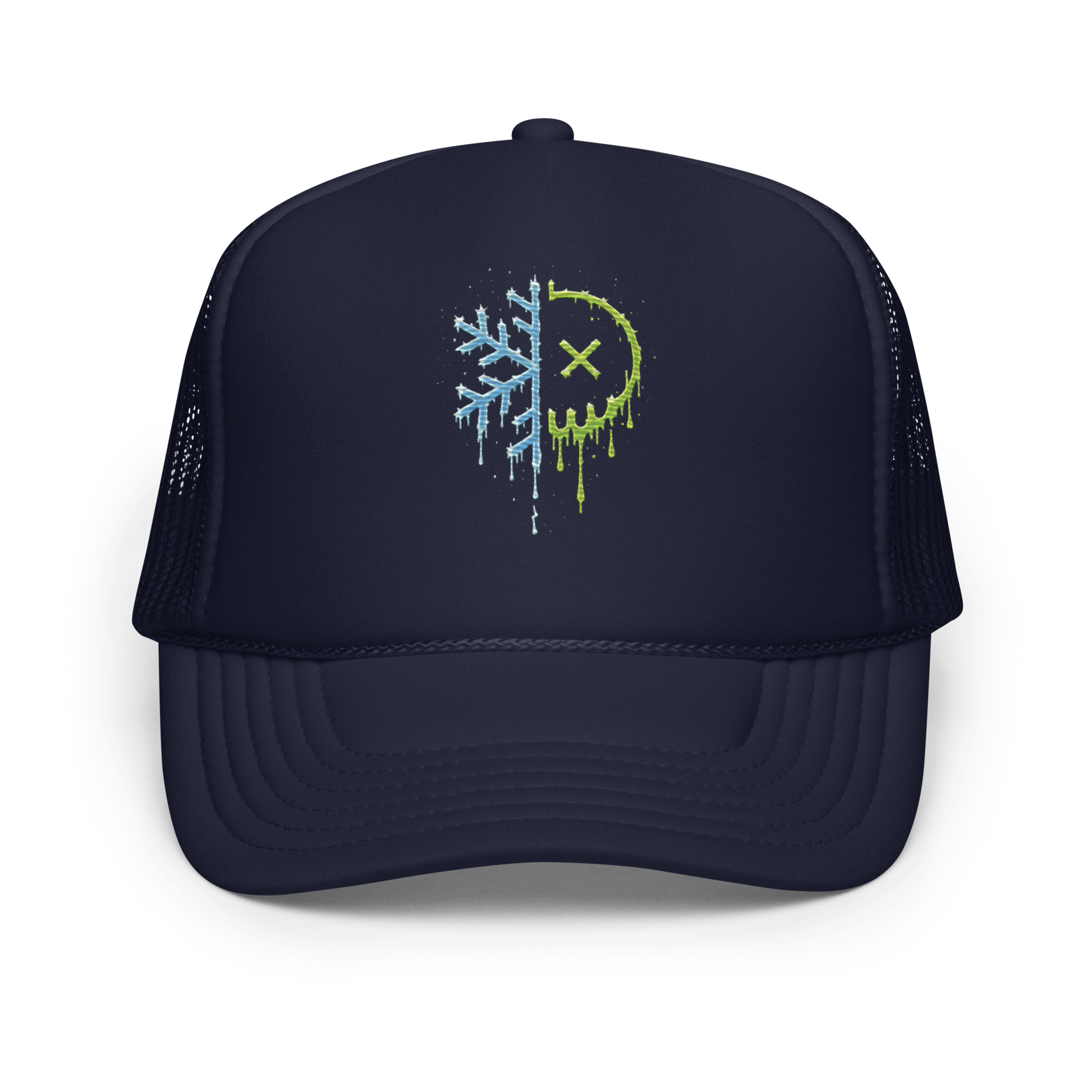 Mean Mug Dual Limited snapback featuring a half Toxic District and half Frozen Fiends embroidered logo