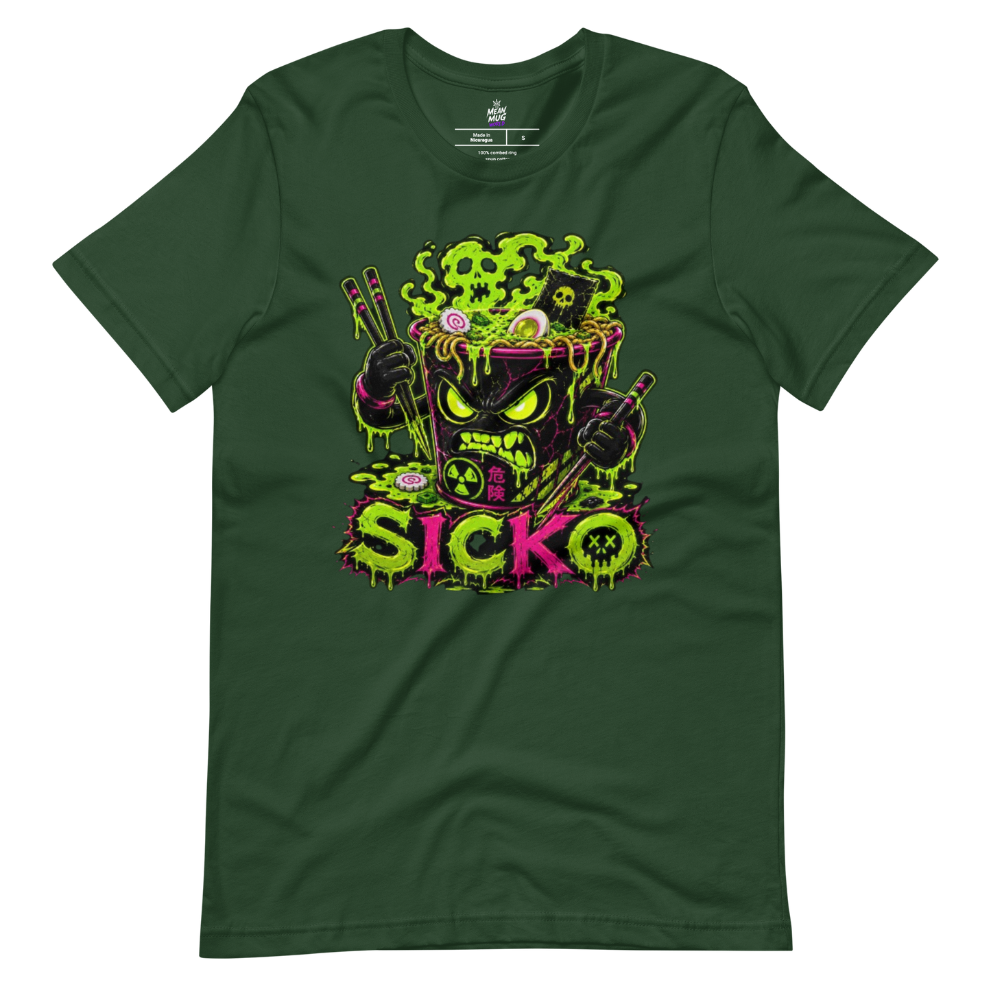 SICKO Radioactive Noodle Cup graphic t-shirt from Toxic District by Mean Mug World