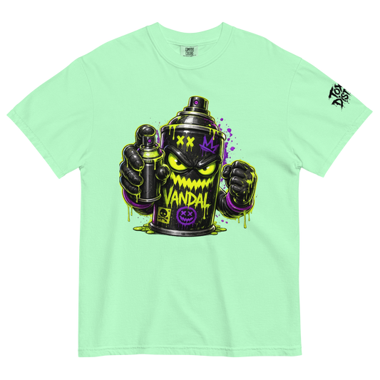 Mean Mug World VANDAL Graffiti Spray Can Deluxe Tee featuring original Toxic District character artwork