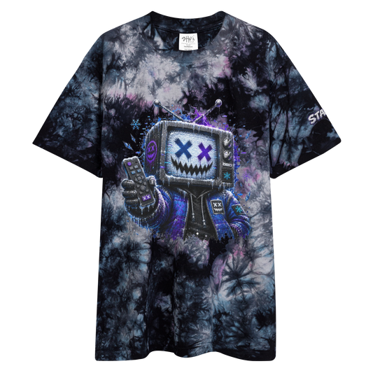 Mean Mug World STATIC Glitched TV Head Premium Tee featuring original Frozen Fiends character artwork
